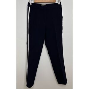 WHISTLES Navy Blue Slim Fit Side Pin Stripe Pants